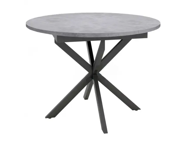 RDB100X  Бетон/XR черные круглый стол раздвижной 1
