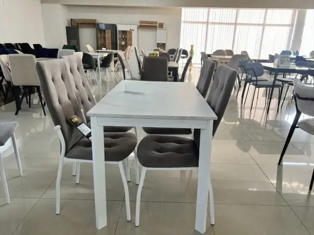 L110 бетон/белые стол раздвижной 2