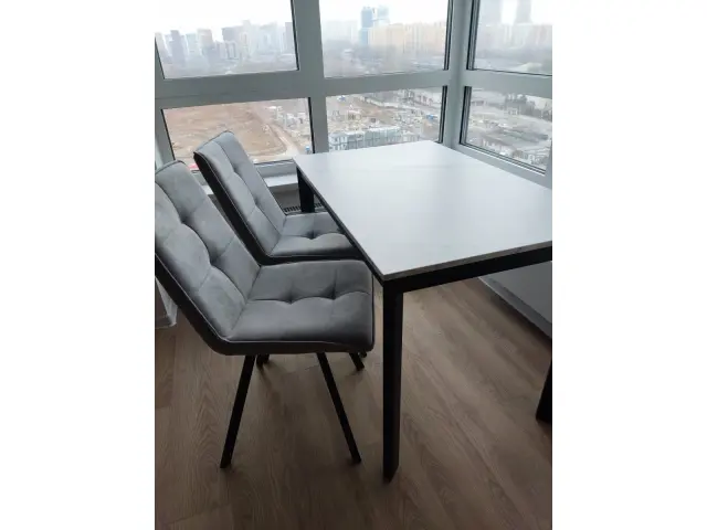 L110 мрамор белый/черные стол раздвижной 5