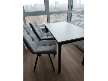 L110 мрамор белый/черные стол раздвижной