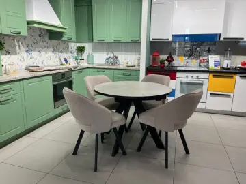 RD120 Хромикс белый/черные круглый стол раздвижной