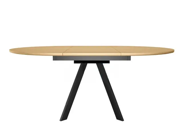 RD120 Дуб Каселла/черные круглый стол раздвижной 2