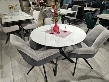 BERGAMO Жемчужный Перито/Черный круглый стол