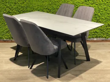 SFH125 стекло Белый мрамор/подстолье черное стол раздвижной