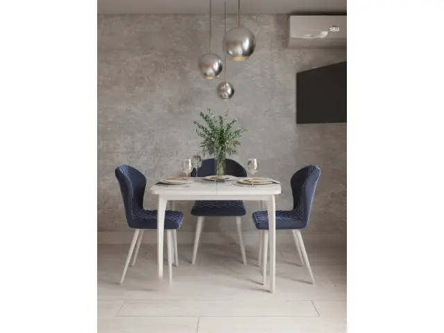 M15 белый/стекло белое стол раздвижной 2