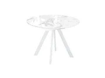 SFC110 стекло Оптивайт Белый мрамор/подстолье белое круглый стол раздвижной