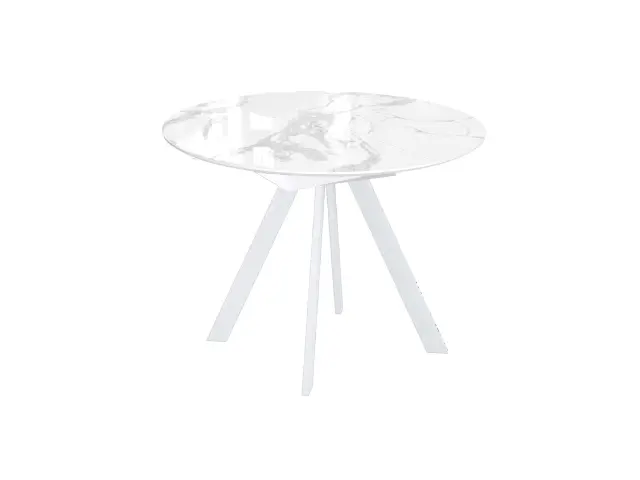 SFC100 стекло Оптивайт Белый мрамор/подстолье белое круглый стол раздвижной 1