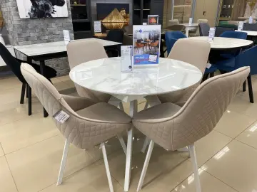SFC100 стекло Оптивайт Белый мрамор/подстолье белое круглый стол раздвижной