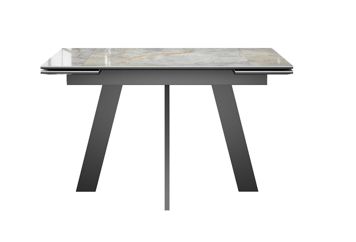 Кухонный стол раскладной Dikline SKM120 Керамика Titanium Silver River Polished/опоры черные 5 small
