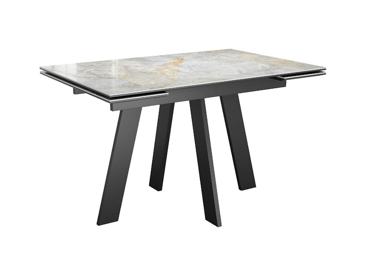 Кухонный стол раскладной Dikline SKM120 Керамика Titanium Silver River Polished/опоры черные