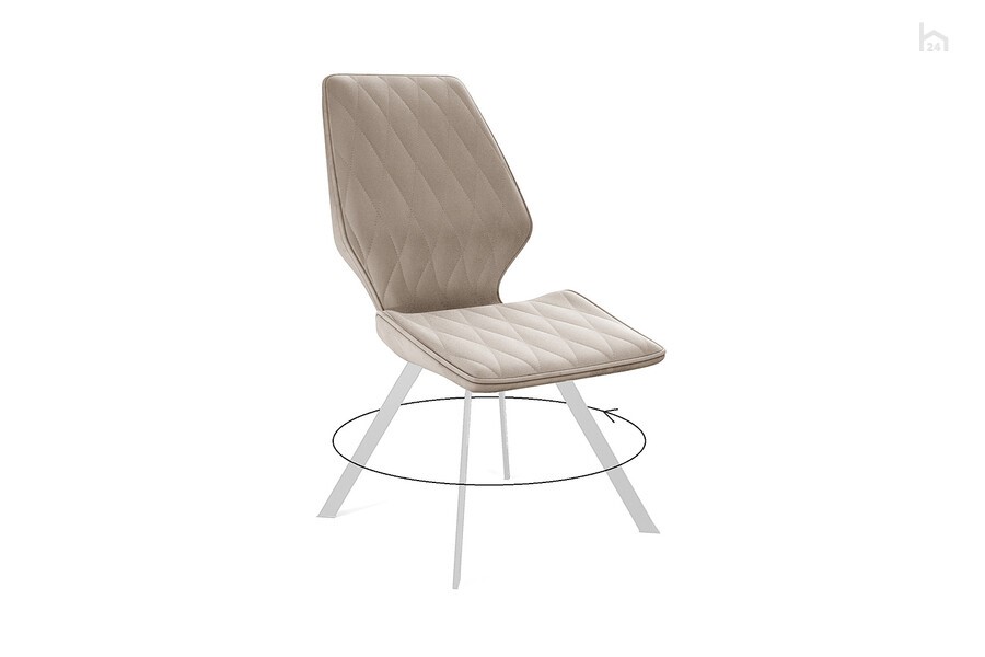 Стул кухонный 243 поворотный, микровелюр B03 beige, ножки белые