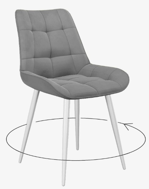 Мягкий стул DikLine 226 поворотный B22 GREY, ножки белые