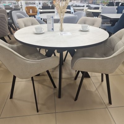 Стул мягкий DikLine 252 М поворотный, NS04 CREAM, ножки черные 11 small