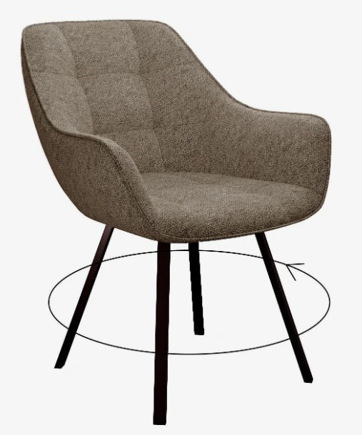 Кухонный стул DikLine 252 М поворотный, NS05 CAPPUCCINO, ножки черные