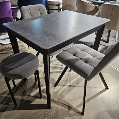 Мягкий табурет DikLine, B28 ANTRACITE, ножки черные Комплект 4 шт. 6 small