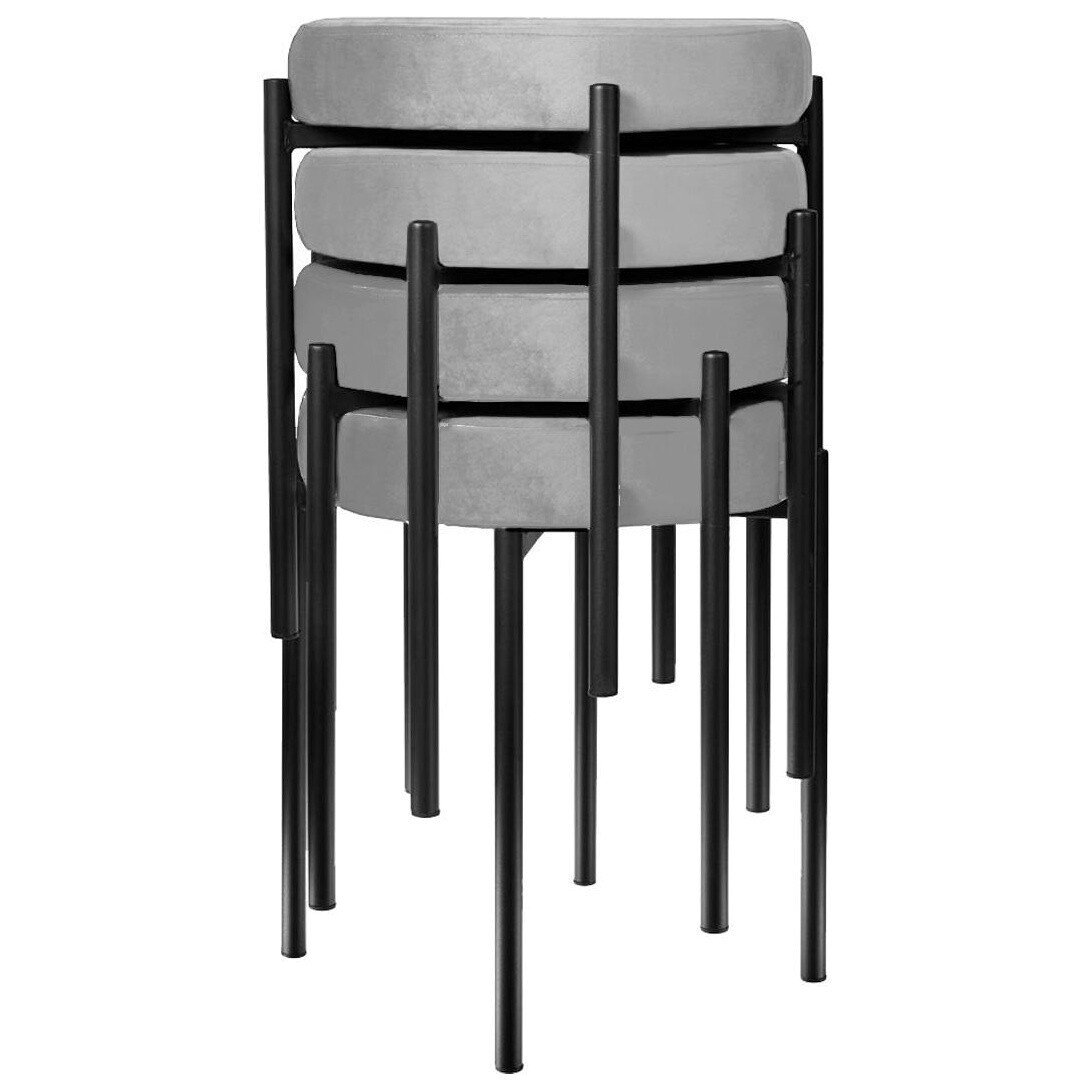 Табурет DikLine, B22 GREY, ножки черные Комплект 4 шт. 3 small