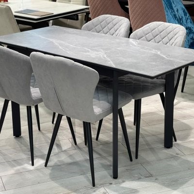 Кухонный стол DikLine LK110 Керамика Серый мрамор/подстолье черное/опоры черные 8 small