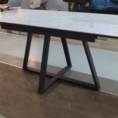 Кухонный стол SKF120 Керамика Cristal Onyx Bianco Polished/подстолье черное/опоры черные 3 small