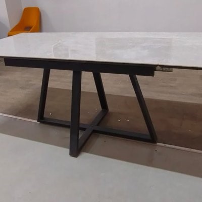 Кухонный стол SKF120 Керамика Cristal Onyx Bianco Polished/подстолье черное/опоры черные 5 small