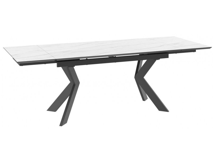Стол обеденный раздвижной DikLine ALK150, керамопласт 150(40+40)x90, МРАМОР СВЕТЛЫЙ МОДЕРН/ЧЕРНЫЙ, (2 уп.) 2 small