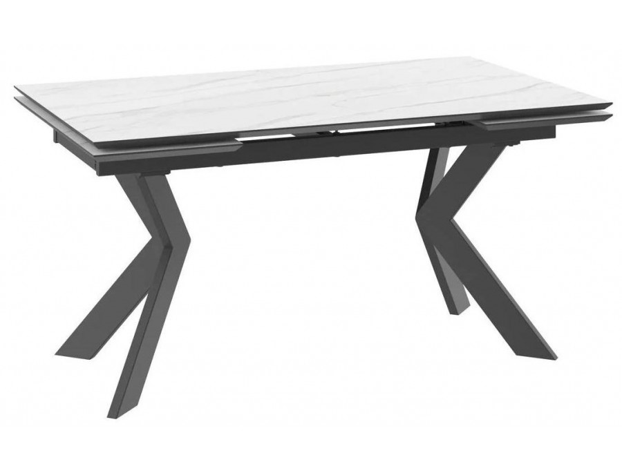 Стол обеденный раздвижной DikLine ALK150, керамопласт 150(40+40)x90, МРАМОР СВЕТЛЫЙ МОДЕРН/ЧЕРНЫЙ, (2 уп.)