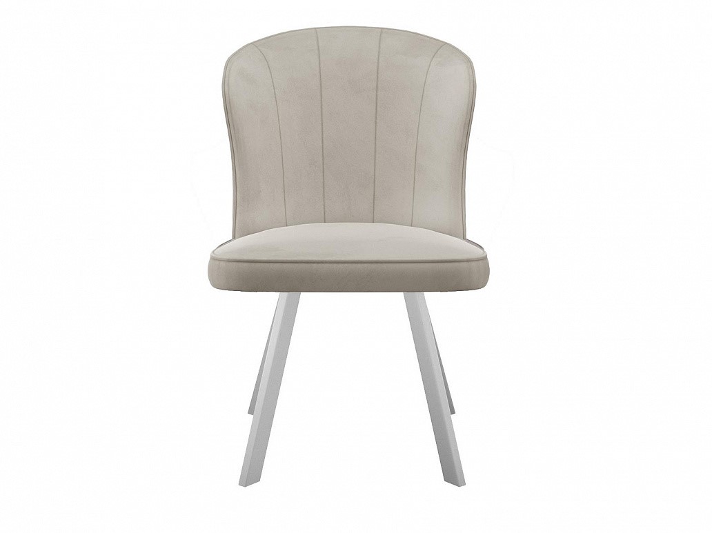 Мягкий стул 219 поворотный, микровелюр B03 beige, ножки белые 2 small